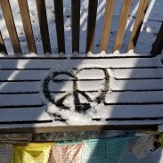 Peace Heart in the Snow at the center of the labyrinth